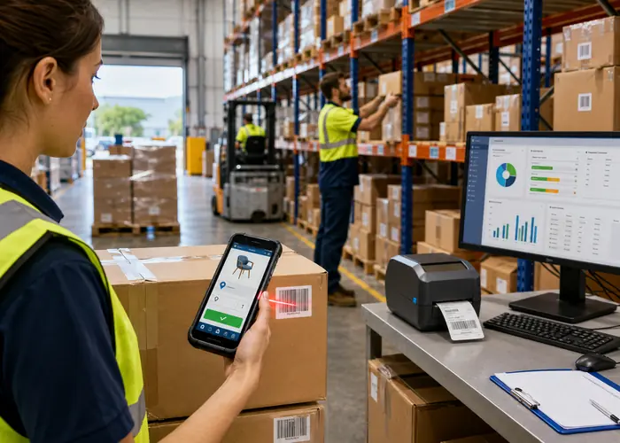 Warehouse inventory management software with barcode scanner