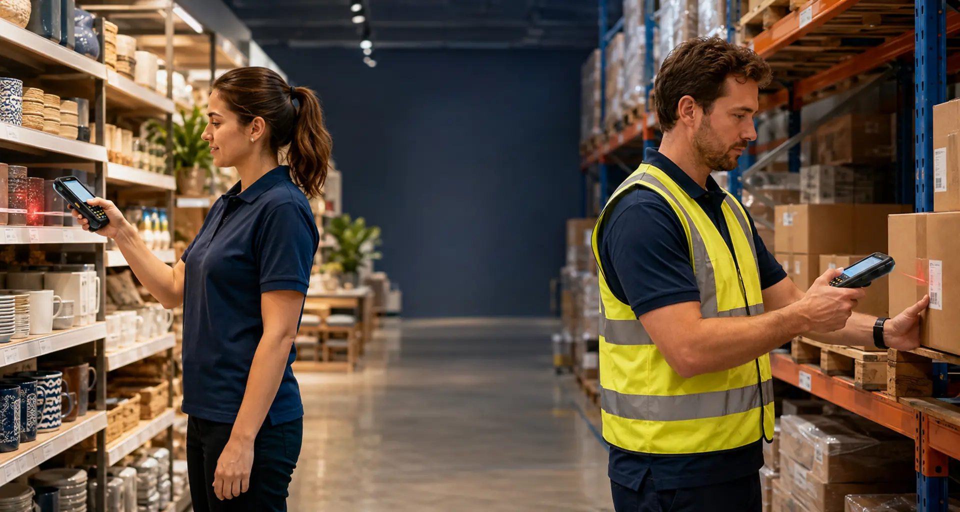 Staff using Android stocktake scanners in retail and warehouse environments